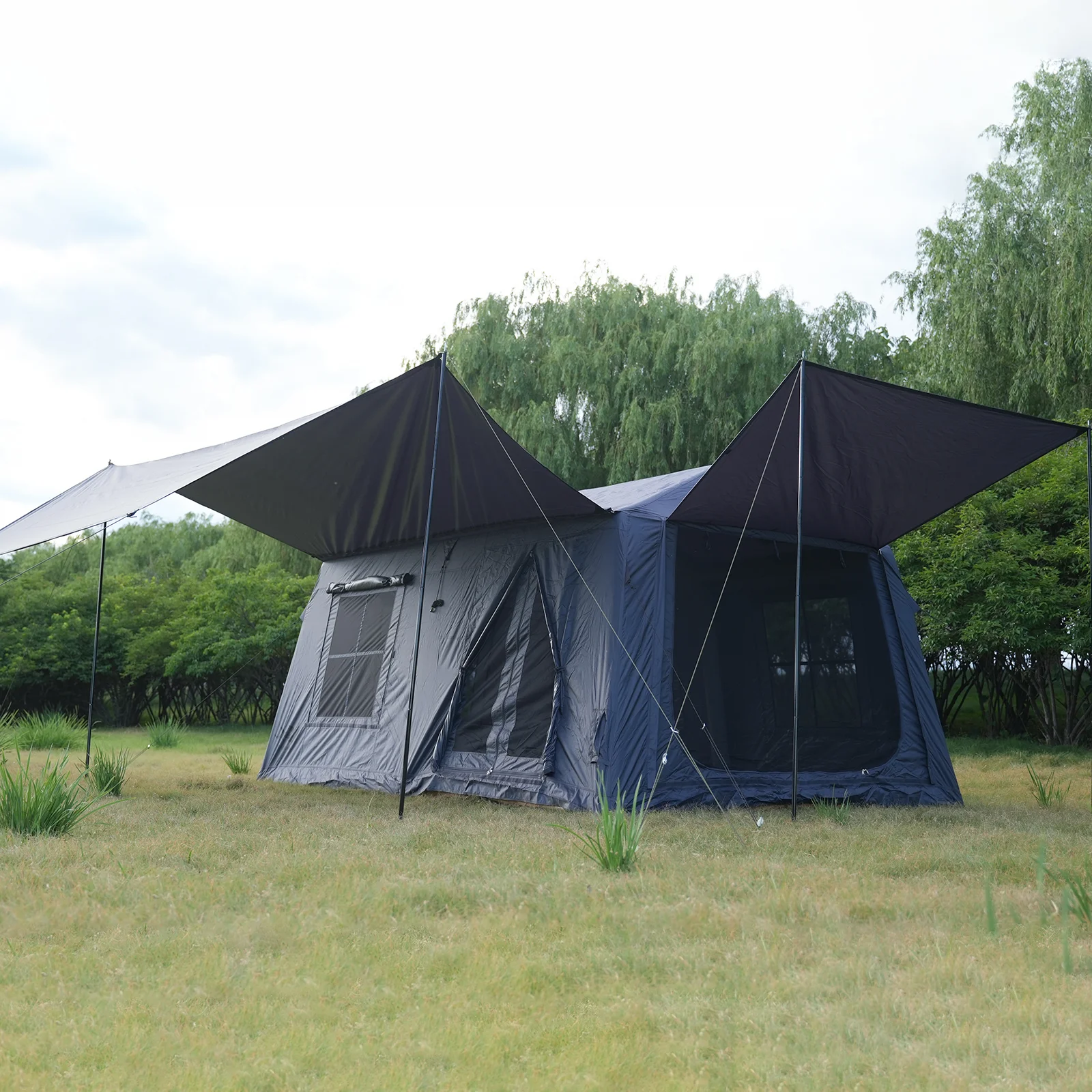 Dark gray inflatable camping tent dark gray inflatable camping tent 10.9 square meter outdoor shelter